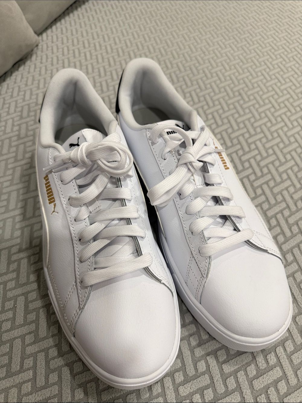 PUMA Men's Serve Pro Sneaker - White/White Team Gold-Puma Black - Size 10.5 US